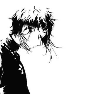 🐈‍⬛️ Anime, Manga, Blanco y negro, Emo, Arte, Ilustración telegram sticker