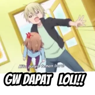 😋 Kita punya teman baru!
GW DAPAT LOLI!!! anime, grabbing, male, female, doll telegram sticker