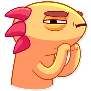 😑 Cartone animato, Rettile, Sarcastico, Pianificazione, Arancione, Animale telegram sticker