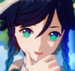 🤔 Venti Genshin Impact anime, video game, mata hijau, kepang whatsapp sticker