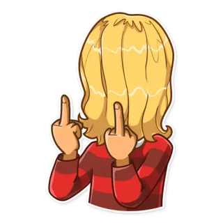 🖕 ngón giữa, xúc phạm, thô lỗ, cử chỉ, tóc vàng whatsapp sticker