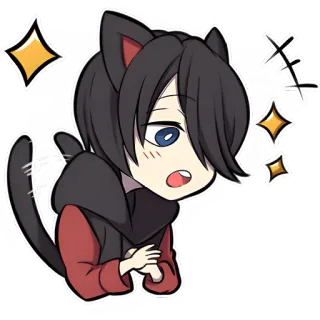 Чёрный котёнок @Nyasticks whatsapp stickers
