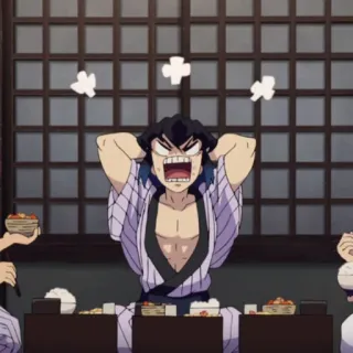 🌑 Inosuke Hashibira Demon Slayer inosuke, demon slayer, arrabbiato, anime, mangiare telegram sticker
