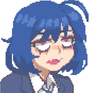 😀 Аниме, Пиксель Арт, Девушка, Уставшая, Униформа, Женщина, Персонаж telegram sticker