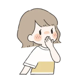 🌟 dessin animé, fille, choc, surprise, gênée, chuchotement telegram sticker