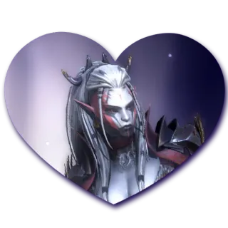 💜 elf, fantasy, character, heart, dark elf, female, portrait, horns telegram sticker