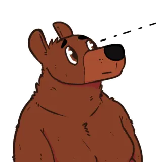 👀 หมี, การ์ตูน, สัตว์, น่ารัก, คิด, สีน้ำตาล telegram sticker