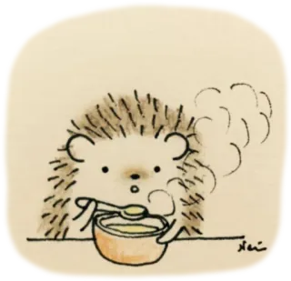 🍪 ёж, суп, милый, животное, еда, миска telegram sticker