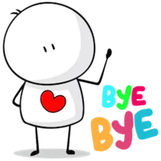 ❤ BYE BYE doei, tot ziens, cartoon, hart, schattig, streepmannetje telegram sticker