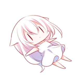 🙂 Anime, Chibi, Lindo, Chica, Pelo Blanco whatsapp sticker