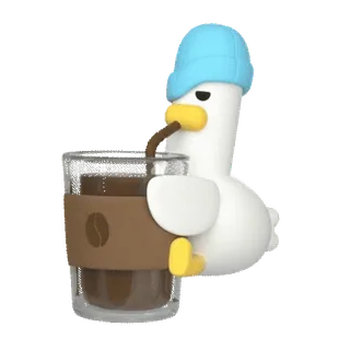 ☕ eend, koffie, cartoon, drank, schattig, dier whatsapp sticker