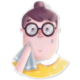 😢 weinen, traurig, frau, tränen, brille telegram sticker