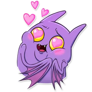 😍 Phim hoạt hình, Màu tím, Sinh vật, Trái tim, Tình yêu, Quái vật, Dễ thương telegram sticker