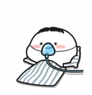 🤕 sakit, rumah sakit, masker oksigen, kartun, lucu whatsapp sticker