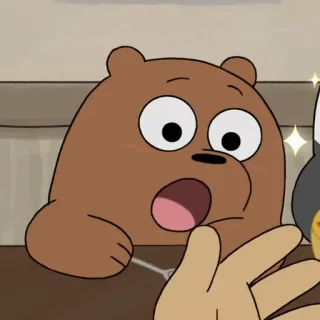 😮 Grizz We Bare Bears Мультфильм, Медведь, Гризли, Шокирован, Удивлен whatsapp sticker