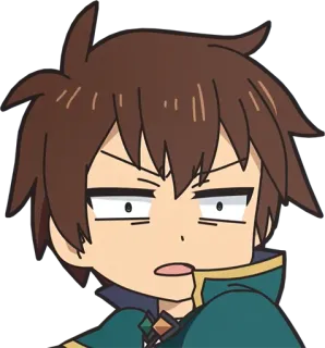 🤨 Kazuma Konosuba anime, kazuma, konosuba, funny, chibi, irritated telegram sticker