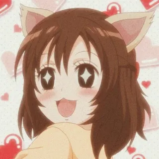 🤩 Anime, Ragazza, Orecchie da gatto, Carina, Kawaii, Cuori telegram sticker