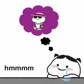 🌔 hmmmm niedlich, denkend, träumen, Cartoon, Figur, Meme telegram sticker
