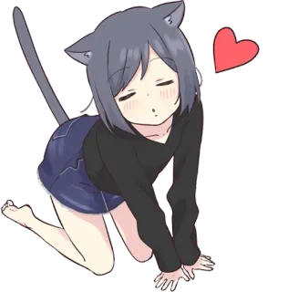 😘 Anime, Gadis kucing, Hati, Imut, Gadis, Kawaii, Neko telegram sticker
