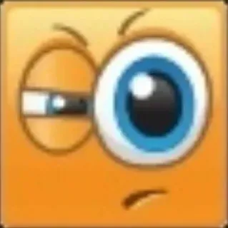 🤨 Emoji, Quadrado, Personagem, Rosto, Piscadela, Desenho animado whatsapp sticker