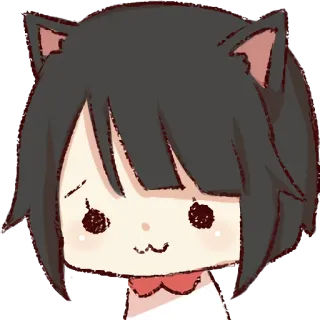😌 Аниме, Девушка-кошка, Мультфильм, Милый, Каваий, Наклейка telegram sticker
