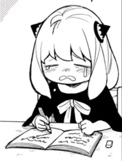 😢 Anya Forger Spy x Family Anime, Manga, weinen, traurig, Schule, schreiben telegram sticker
