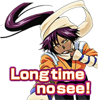 😉 Yoruichi Shihouin Bleach Long time no see! Anime, Yoruichi, Gruß, Manga, Lange nicht gesehen telegram sticker