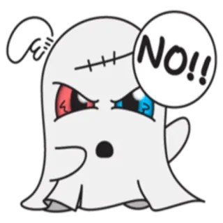 🙁 NO!! fantôme, non, en colère, dessin animé, Halloween, bouh telegram sticker