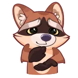 👏 guaxinim, fofo, animal, desenho animado, mamífero, adesivo telegram sticker