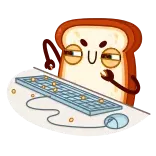 😈 Toast, Dessin animé, Ordinateur, Clavier, Humour whatsapp sticker