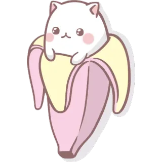 ✨ mèo, chuối, dễ thương, kawaii, mèo con, trái cây, đáng yêu telegram sticker