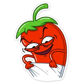 😏 chili, pieprz, czerwony, jedzenie, warzywo, kreskówka, uśmieszek telegram sticker