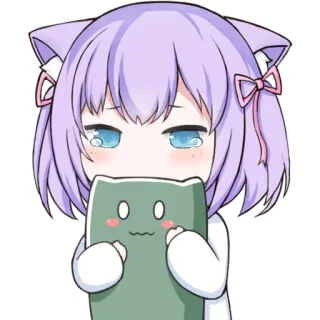 😥 Anime, Chica gato, Kawaii, Lindo, Sticker, Manga, Chibi whatsapp sticker