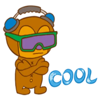 😎 COOL cool, kopfhörer, brille, bär, cartoon, süß, figur whatsapp sticker