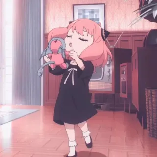 😌 Anya Forger Spy × Family anime, gadis, rambut merah muda, kartun, Spy Family telegram sticker