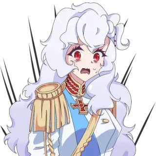 😱 アニメ, 軍服, 十字架, 白髪, 赤い目 telegram sticker