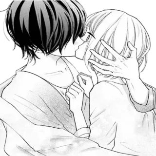 ❤ manga, kiss, romance, couple, love, affection telegram sticker