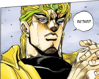 😒 Dio Brando JoJo's Bizarre Adventure RETARD Аниме, Манга, Дио, JoJo's Bizarre Adventure, Оскорбительный, Мем telegram sticker