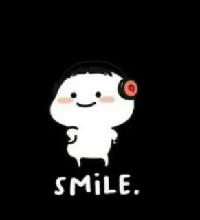 🥲 SMILE. sonrisa, lindo, auriculares, feliz, dibujos animados telegram sticker