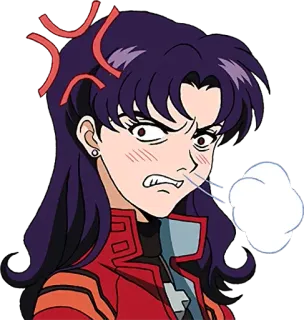 👿 Misato Katsuragi Neon Genesis Evangelion anime, angry, misato, evangelion, cartoon telegram sticker