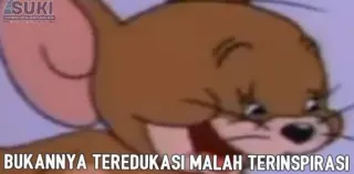 😂 Jerry Tom and Jerry BUKANNYA TEREDUKASI MALAH TERINSPIRASI kreskówka, mem, Jerry, mysz, śmieszne telegram sticker