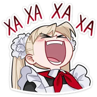 🤣 XA XA XA аниме, смех, горничная, веселый, смешной, выражение whatsapp sticker