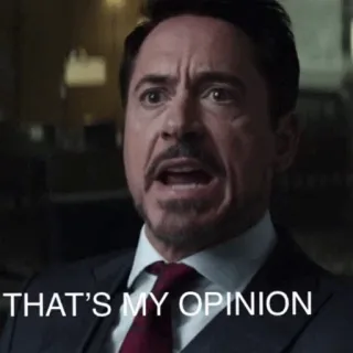 🌪 Tony Stark THAT'S MY OPINION iron man, opinião, marvel, tony stark, vingadores telegram sticker