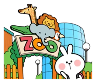 🐘 ZOO 동물원, 동물, 기린, 사자, 코끼리, 토끼, 만화 telegram sticker