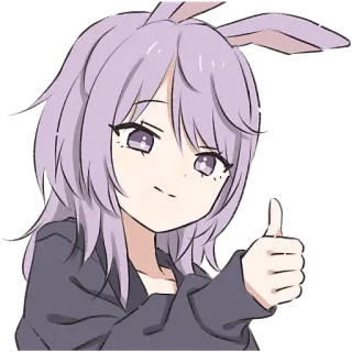 👍 Аниме, Кролик, Большой палец вверх, Милый, Девушка whatsapp sticker