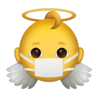 👼 Emoji, Malaikat, Bayi, Masker, Covid, Perlindungan, Lucu, Halo whatsapp sticker