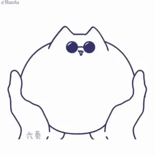 ⚪️ 六页 gatto, occhiali, mani, carino, cartone animato telegram sticker