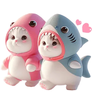 🥰 kot, rekin, słodki, zwierzę, kociak, kawaii, naklejka telegram sticker