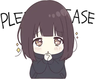 🙏 PLEASE anime, pleading, begging, request, cute, chibi telegram sticker