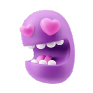 😍 이모지, 사랑, 하트 눈, 보라색, 만화, 행복 telegram sticker
